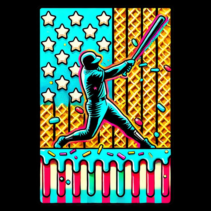 Ice Cream Drip Baseball Stuff Drip For B.oys American Flag Cooling Performance Crew T-Shirt