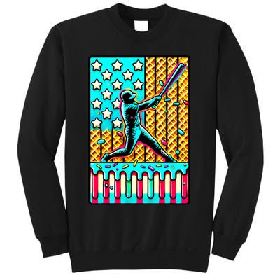 Ice Cream Drip Baseball Stuff Drip For B.oys American Flag Sweatshirt
