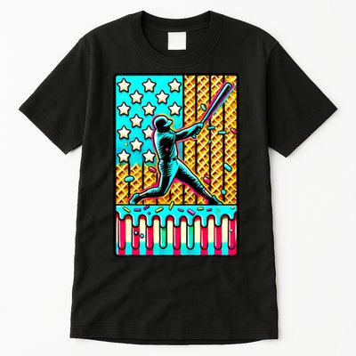 Ice Cream Drip Baseball Stuff Drip For B.oys American Flag Tall T-Shirt