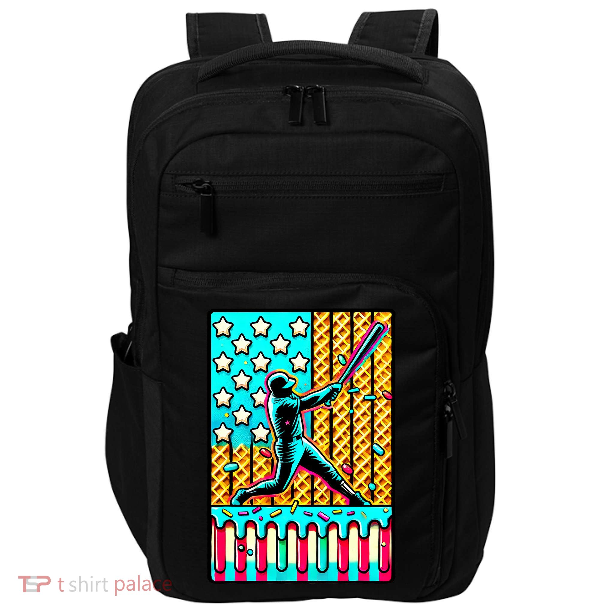 Ice Cream Drip Baseball Stuff Drip For B.oys American Flag Impact Tech Backpack