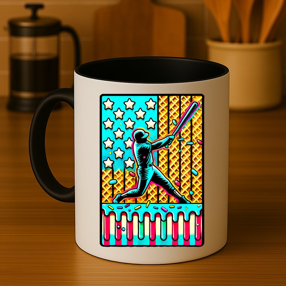 Ice Cream Drip Baseball Stuff Drip For B.oys American Flag Mug