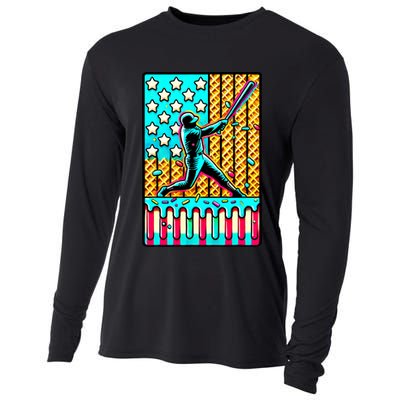 Ice Cream Drip Baseball Stuff Drip For B.oys American Flag Cooling Performance Long Sleeve Crew