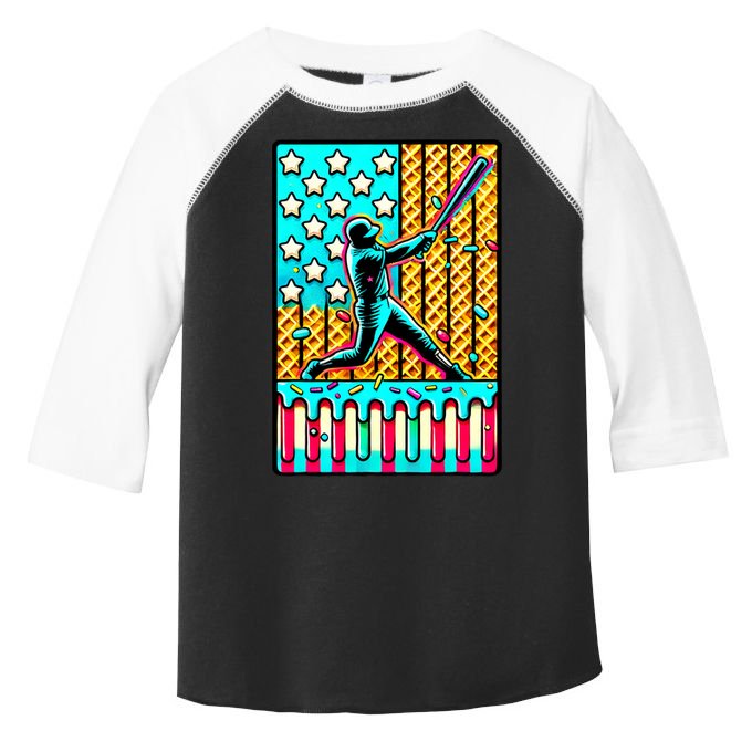 Ice Cream Drip Baseball Stuff Drip For B.oys American Flag Toddler Fine Jersey T-Shirt