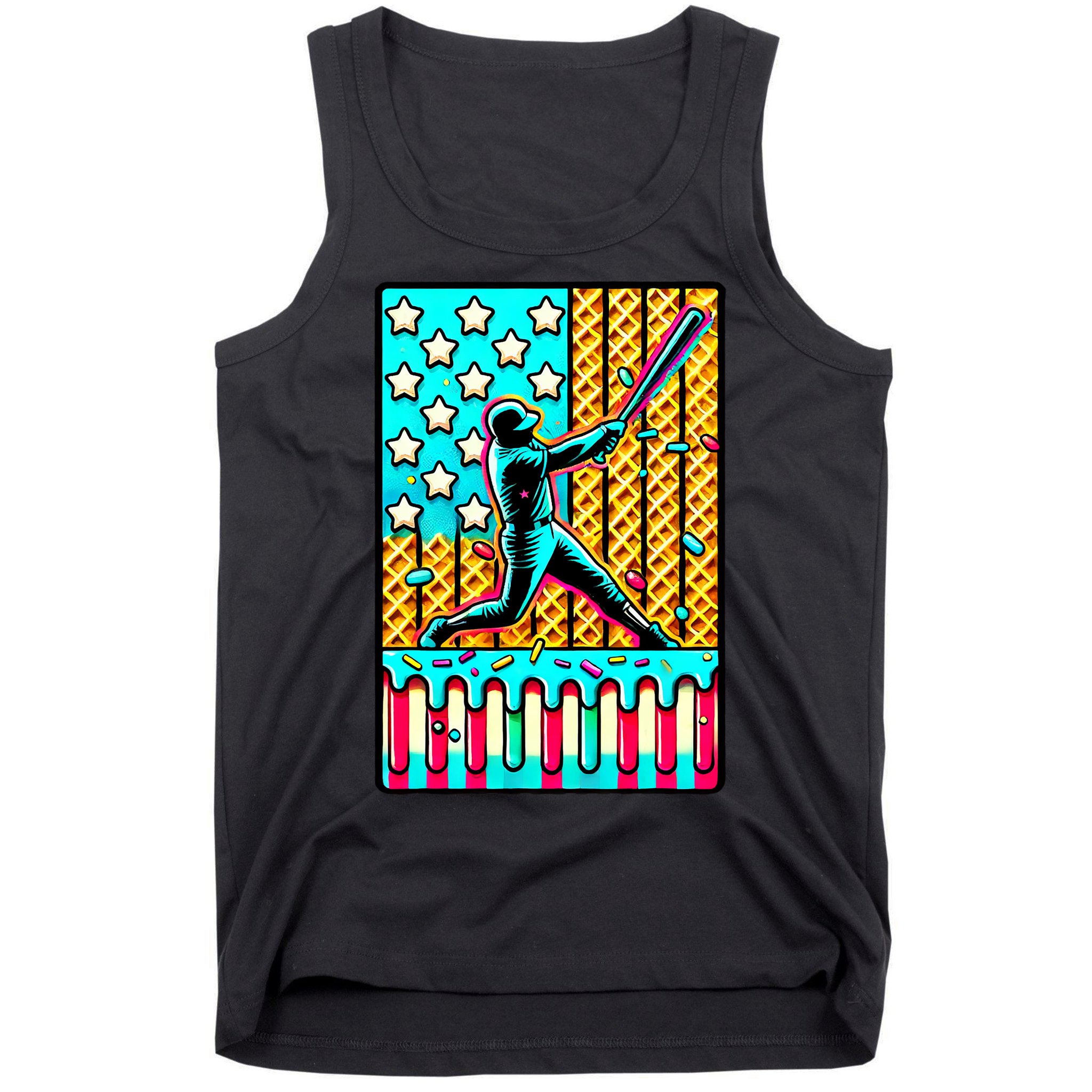 Ice Cream Drip Baseball Stuff Drip For B.oys American Flag Tank Top