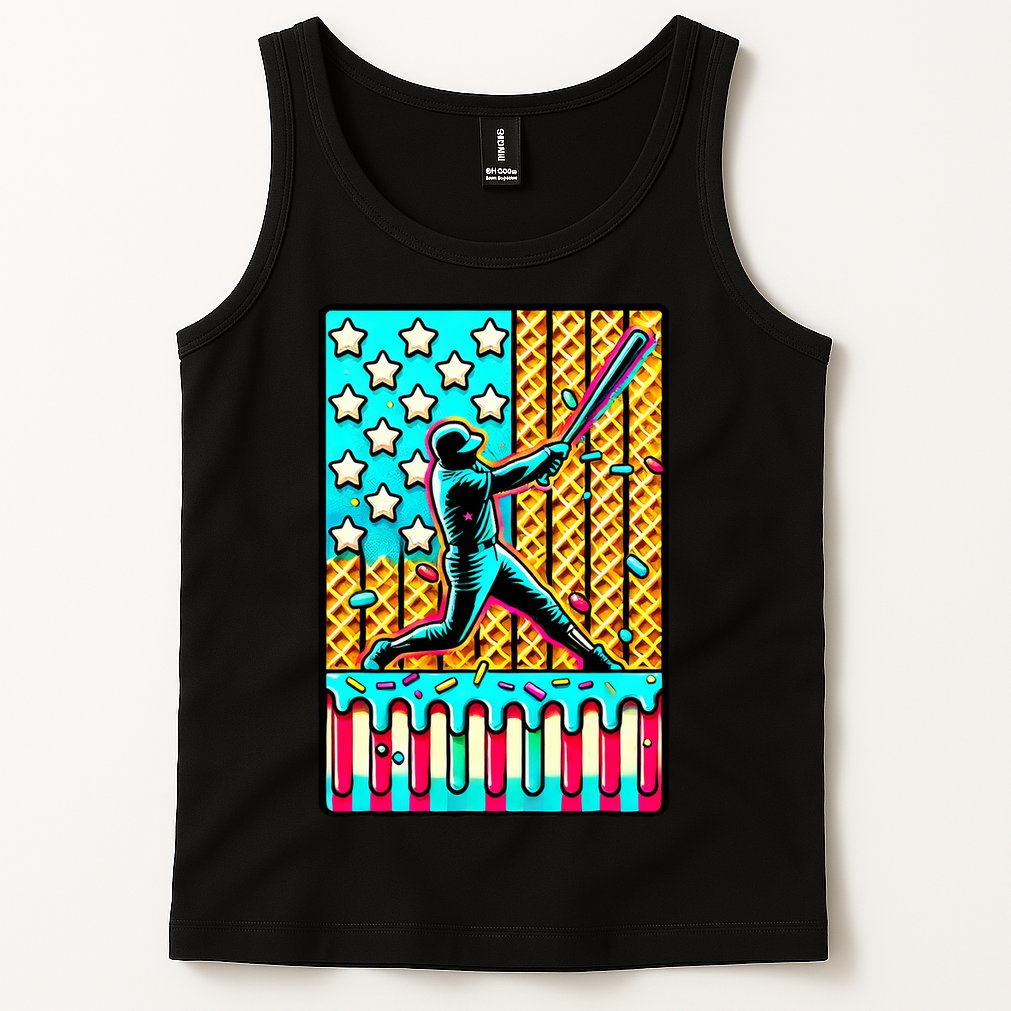 Ice Cream Drip Baseball Stuff Drip For B.oys American Flag Tank Top