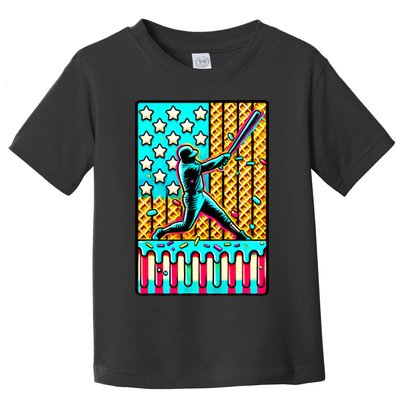 Ice Cream Drip Baseball Stuff Drip For B.oys American Flag Toddler T-Shirt