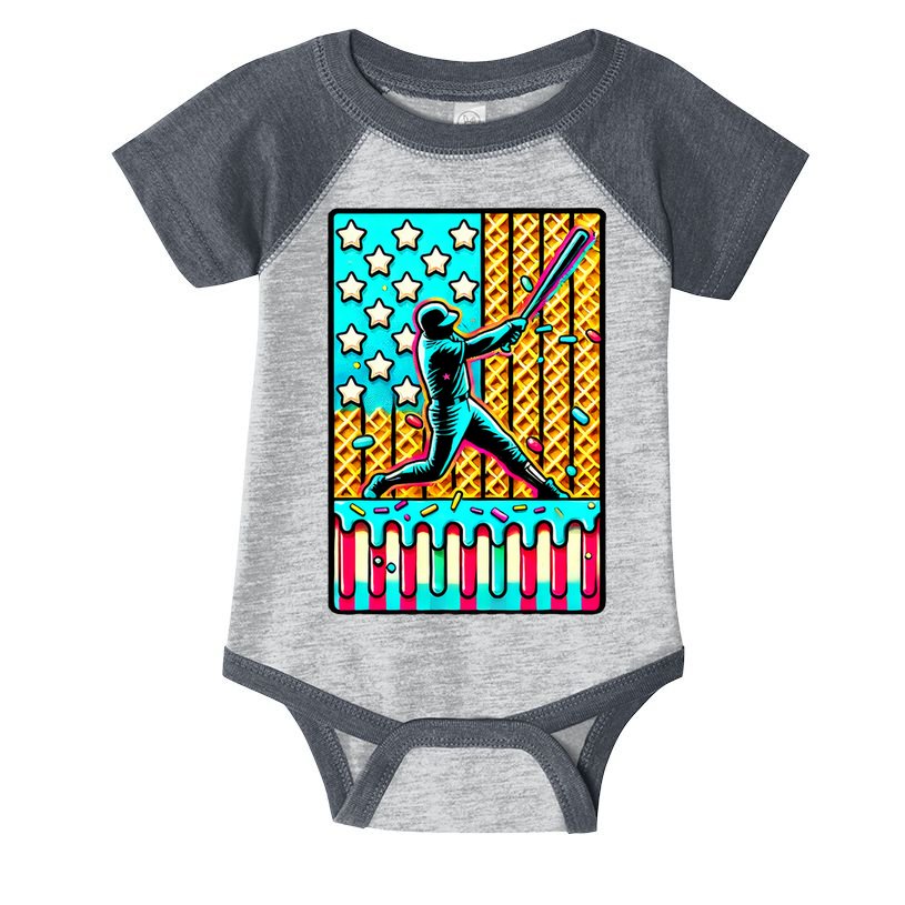 Ice Cream Drip Baseball Stuff Drip For B.oys American Flag Infant Baby Jersey Bodysuit