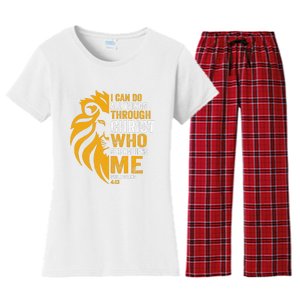 I Can Do All Thing Through Christ Lion Philippians Faith Women's Flannel Pajama Set