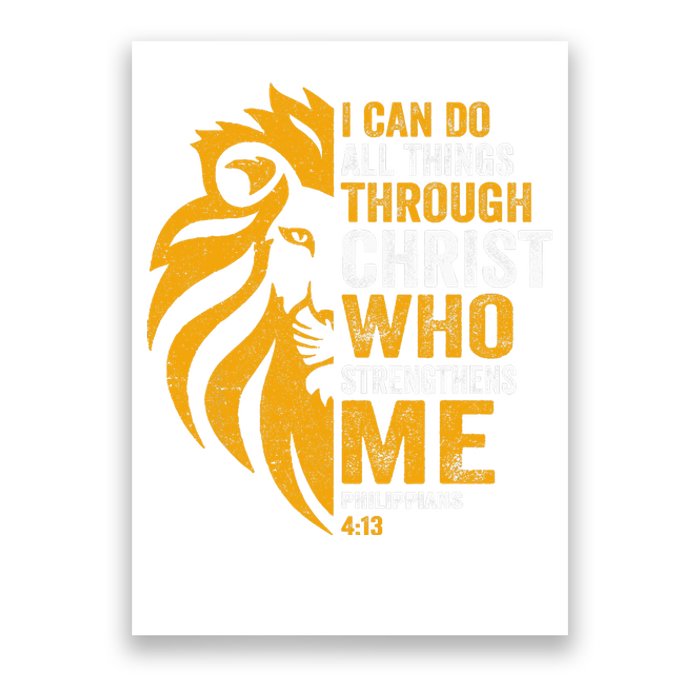 I Can Do All Thing Through Christ Lion Philippians Faith Poster