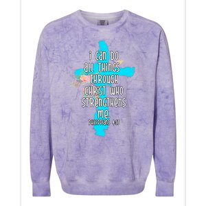 I Can Do All Things Through Christ Philippians 4:13 Bible Verse Colorblast Crewneck Sweatshirt