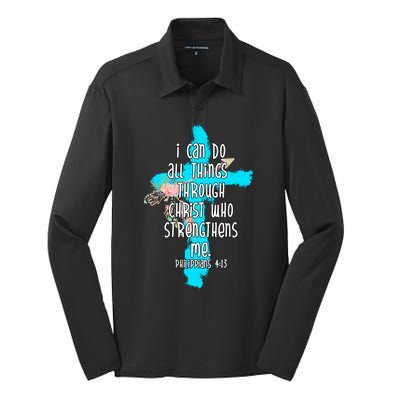 I Can Do All Things Through Christ Philippians 4:13 Bible Verse Silk Touch Performance Long Sleeve Polo