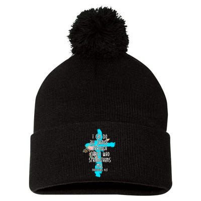 I Can Do All Things Through Christ Philippians 4:13 Bible Verse Pom Pom 12in Knit Beanie