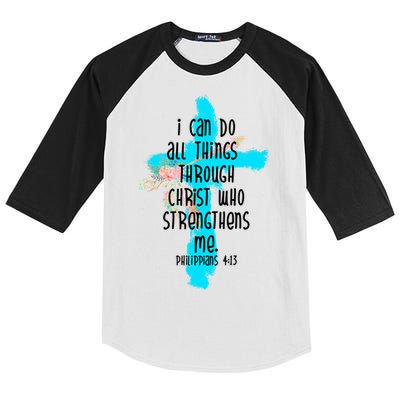 I Can Do All Things Through Christ Philippians 4:13 Bible Verse Kids Colorblock Raglan Jersey