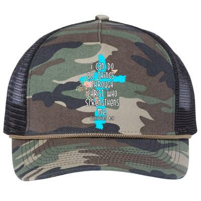 I Can Do All Things Through Christ Philippians 4:13 Bible Verse Retro Rope Trucker Hat Cap