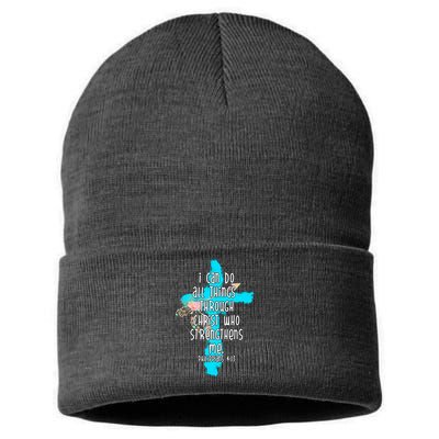 I Can Do All Things Through Christ Philippians 4:13 Bible Verse Sustainable Knit Beanie