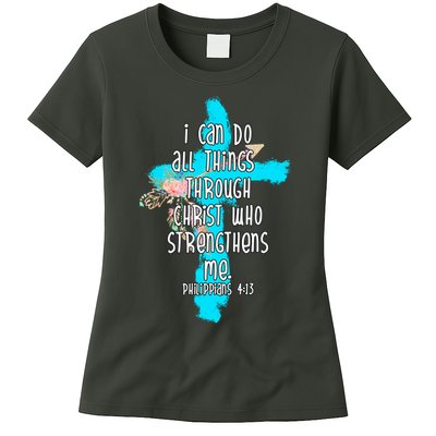 I Can Do All Things Through Christ Philippians 4:13 Bible Verse Womens T-Shirt