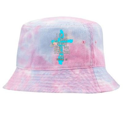 I Can Do All Things Through Christ Philippians 4:13 Bible Verse Tie-Dyed Bucket Hat