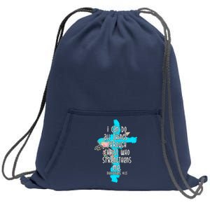 I Can Do All Things Through Christ Philippians 4:13 Bible Verse Sweatshirt Cinch Pack Bag