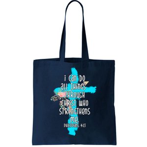 I Can Do All Things Through Christ Philippians 4:13 Bible Verse Tote Bag