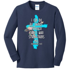 I Can Do All Things Through Christ Philippians 4:13 Bible Verse Kids Long Sleeve Shirt