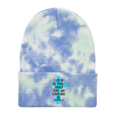 I Can Do All Things Through Christ Philippians 4:13 Bible Verse Tie Dye 12in Knit Beanie