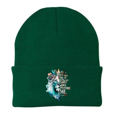 I Can Do All Things Through Christ Lion Faith Christian Knit Cap Winter Beanie