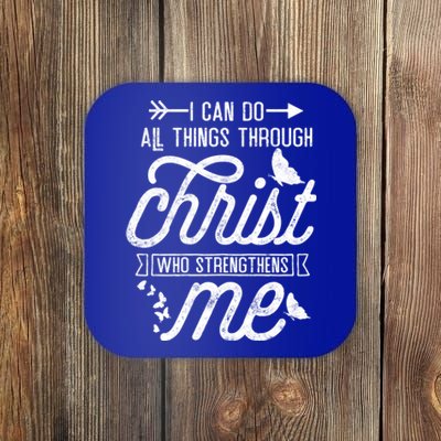 I Can Do All Things Through Christ Butterfly Art Religious Gift Coaster