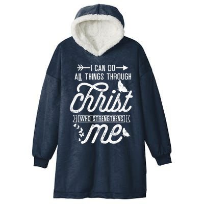 I Can Do All Things Through Christ Butterfly Art Religious Gift Hooded Wearable Blanket