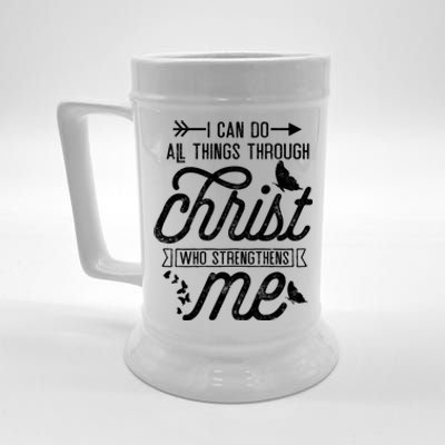 I Can Do All Things Through Christ Butterfly Art Religious Gift Beer Stein