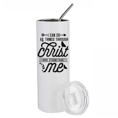 I Can Do All Things Through Christ Butterfly Art Religious Gift Stainless Steel Tumbler