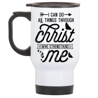 I Can Do All Things Through Christ Butterfly Art Religious Gift Stainless Steel Travel Mug