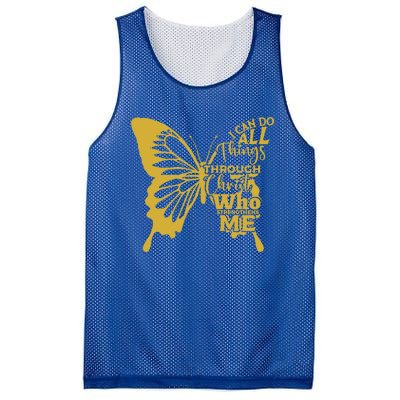 I Can Do All Things Through Christ Butterfly Art Religious Gift Mesh Reversible Basketball Jersey Tank