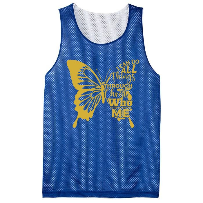 I Can Do All Things Through Christ Butterfly Art Religious Gift Mesh Reversible Basketball Jersey Tank