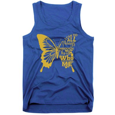 I Can Do All Things Through Christ Butterfly Art Religious Gift Tank Top