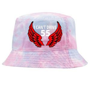 I Cant Drive 55 Funny Gift Angel Wings Side Logo Tie-Dyed Bucket Hat