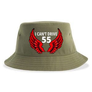 I Cant Drive 55 Funny Gift Angel Wings Side Logo Sustainable Bucket Hat