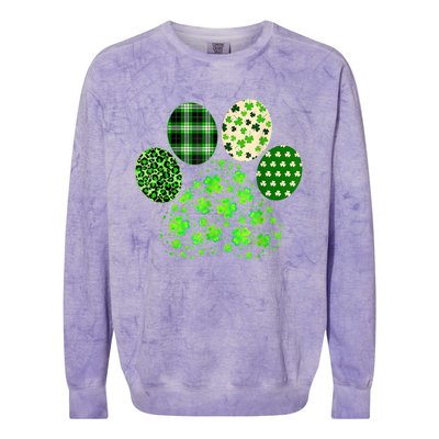 Irish Cute Dog Paw Clovers St Patricks Day Lucky Shamrock Colorblast Crewneck Sweatshirt