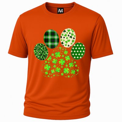 Irish Cute Dog Paw Clovers St Patricks Day Lucky Shamrock Cooling Performance Crew T-Shirt