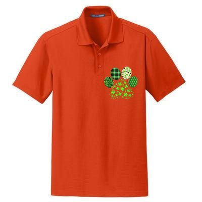 Irish Cute Dog Paw Clovers St Patricks Day Lucky Shamrock Dry Zone Grid Polo