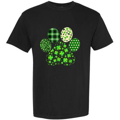 Irish Cute Dog Paw Clovers St Patricks Day Lucky Shamrock Garment-Dyed Heavyweight T-Shirt