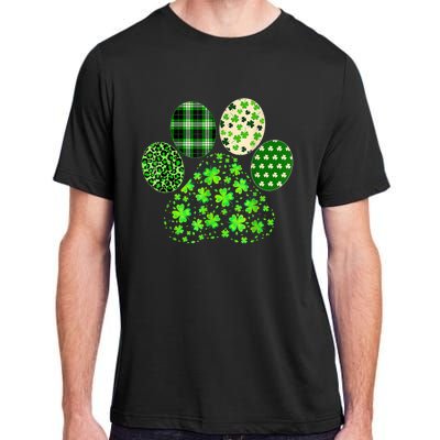 Irish Cute Dog Paw Clovers St Patricks Day Lucky Shamrock Adult ChromaSoft Performance T-Shirt