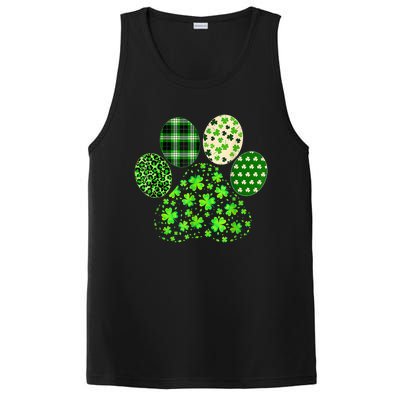 Irish Cute Dog Paw Clovers St Patricks Day Lucky Shamrock PosiCharge Competitor Tank