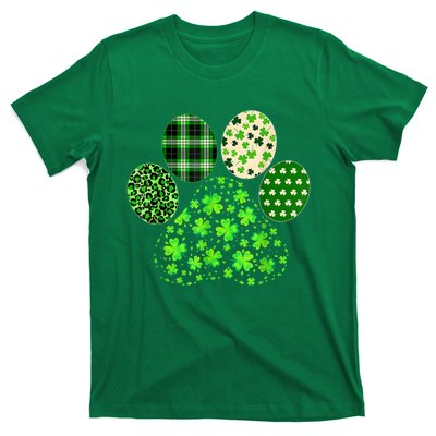 Irish Cute Dog Paw Clovers St Patricks Day Lucky Shamrock T-Shirt