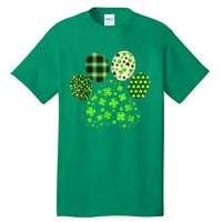 Irish Cute Dog Paw Clovers St Patricks Day Lucky Shamrock Tall T-Shirt