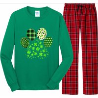 Irish Cute Dog Paw Clovers St Patricks Day Lucky Shamrock Long Sleeve Pajama Set