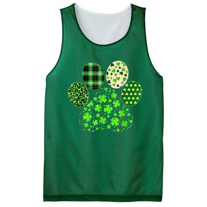 Irish Cute Dog Paw Clovers St Patricks Day Lucky Shamrock Mesh Reversible Basketball Jersey Tank