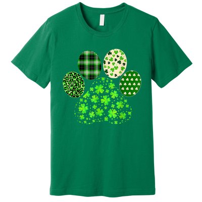 Irish Cute Dog Paw Clovers St Patricks Day Lucky Shamrock Premium T-Shirt