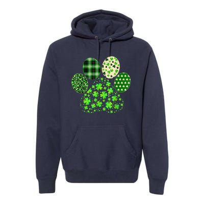 Irish Cute Dog Paw Clovers St Patricks Day Lucky Shamrock Premium Hoodie