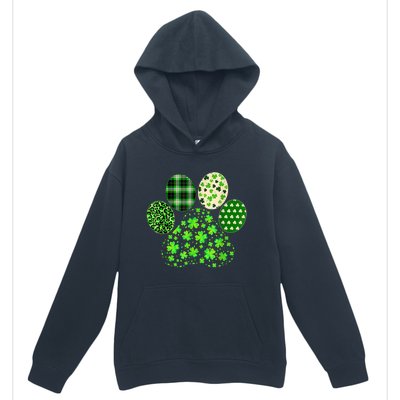 Irish Cute Dog Paw Clovers St Patricks Day Lucky Shamrock Urban Pullover Hoodie