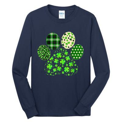 Irish Cute Dog Paw Clovers St Patricks Day Lucky Shamrock Tall Long Sleeve T-Shirt